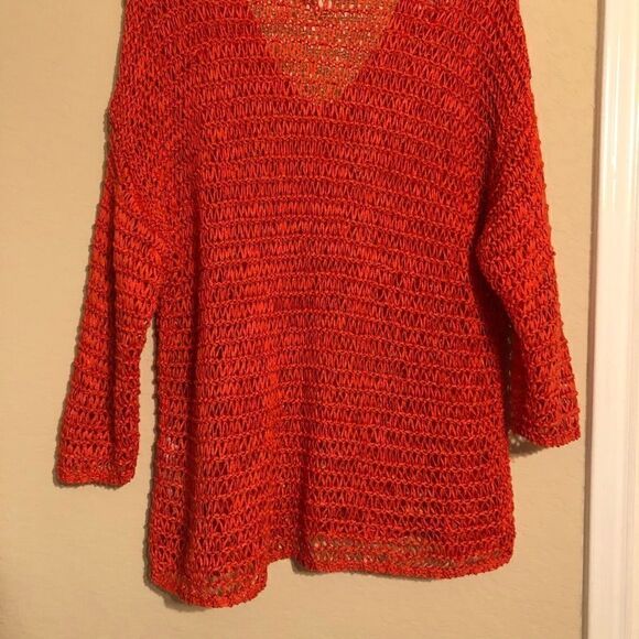Chico’s orange ribbon yarn sweater sz large - Picture 7 of 10